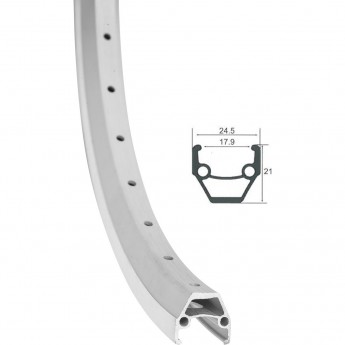 Обод 26" HLQC-02AB 14Gх36Н двойной фрезерованный, серебристый Обод 26" HLQC-02AB 14Gх36Н двойной фрезерованный, серебристый