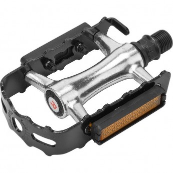 Педали C128 Wellgo ось 9/16" со светоотражателями, алюминий/сталь чёрно-серебристые Педали C128 Wellgo ось 9/16" со светоотражателями, алюминий/сталь чёрно-серебристые