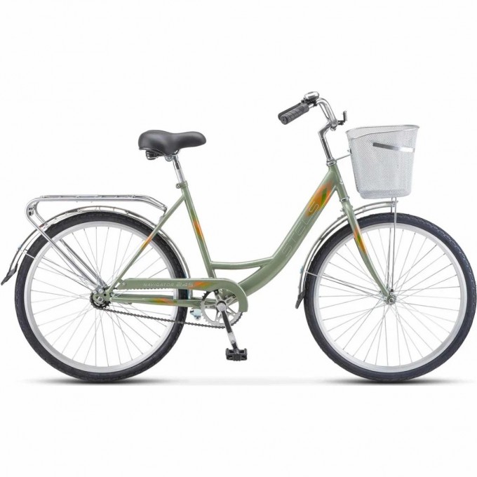 Велосипед STELS Navigator 26" 245 Z010 оливковый (с корзиной) (LU093460) рама 19" JU000410882022JU0009018